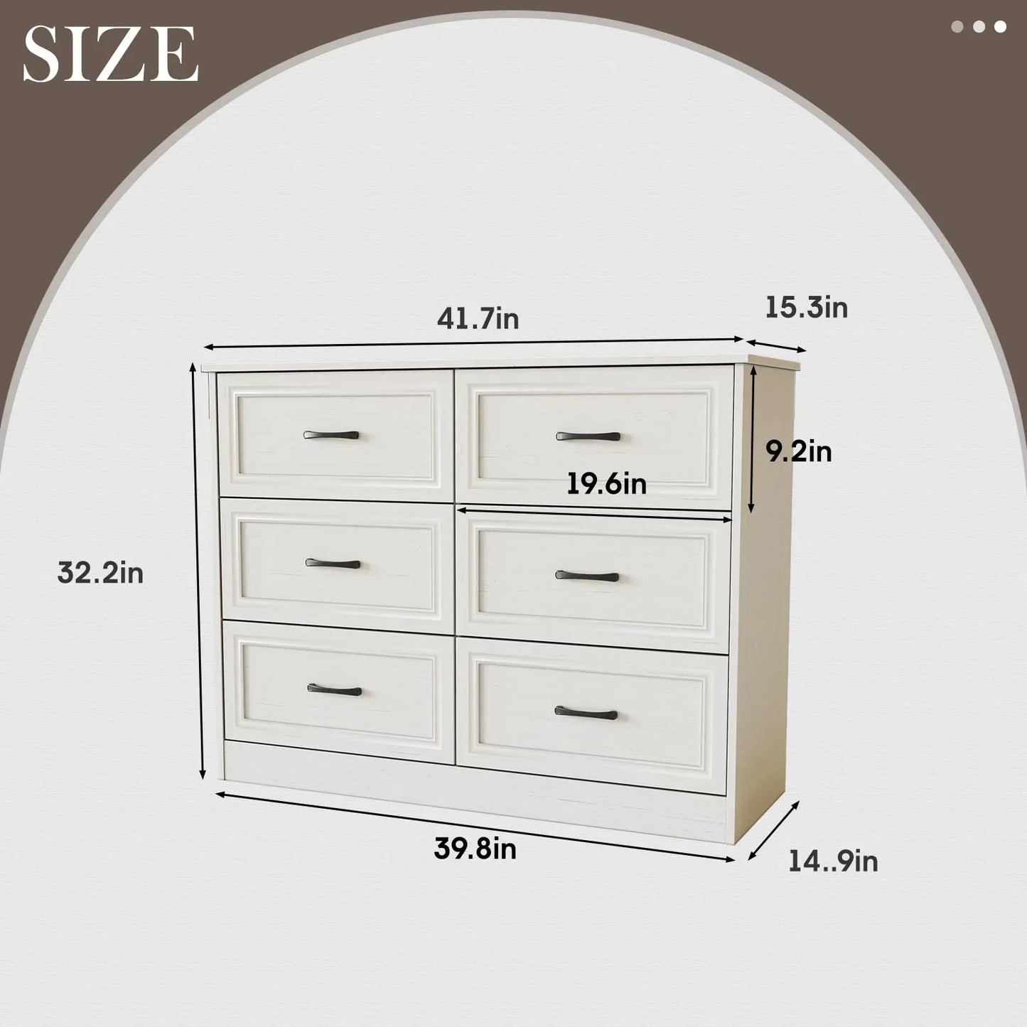 Commode large en bois à 6 tiroirs