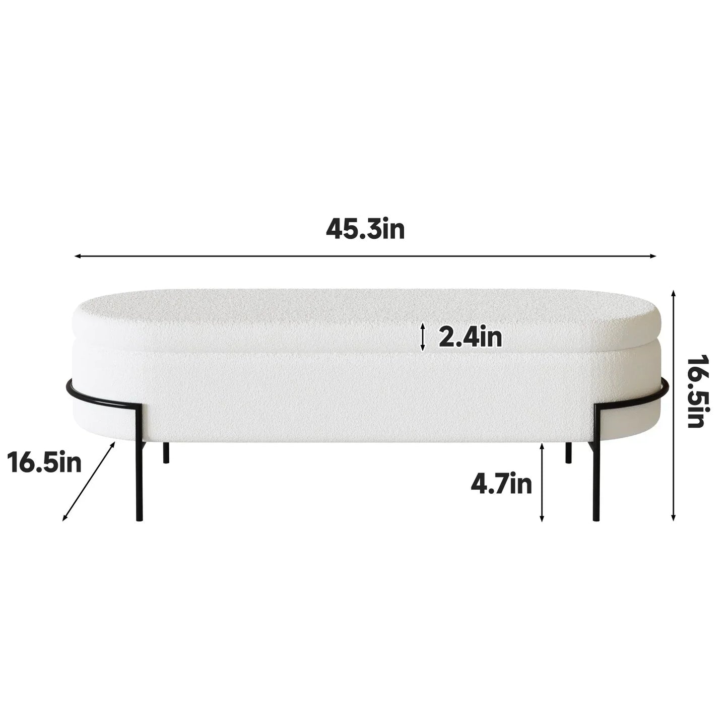 Banc ottoman de rangement en métal blanc