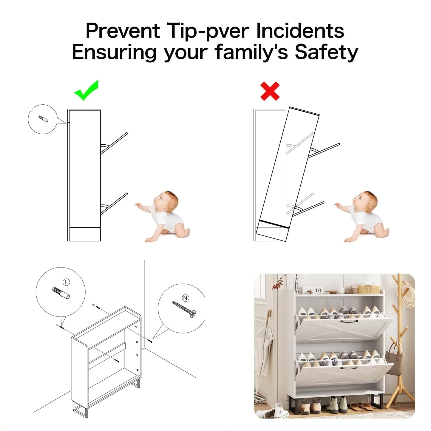 Meuble de rangement pour chaussures avec organisateur autonome