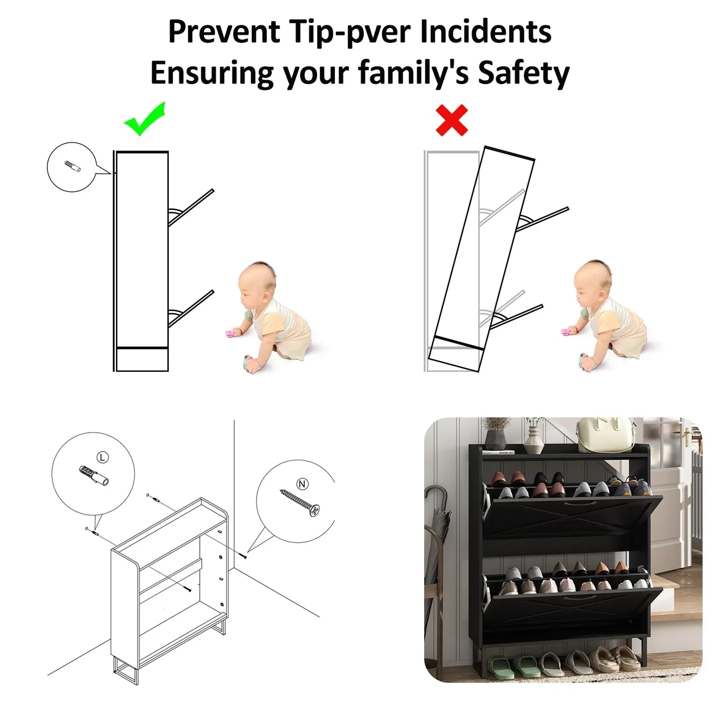 Meuble de rangement pour chaussures avec organisateur autonome