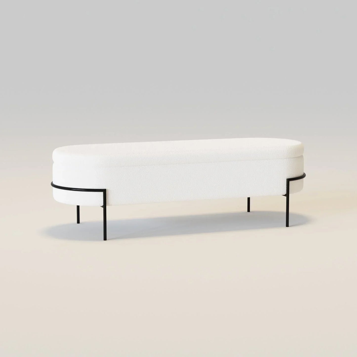 Banc ottoman de rangement en métal blanc