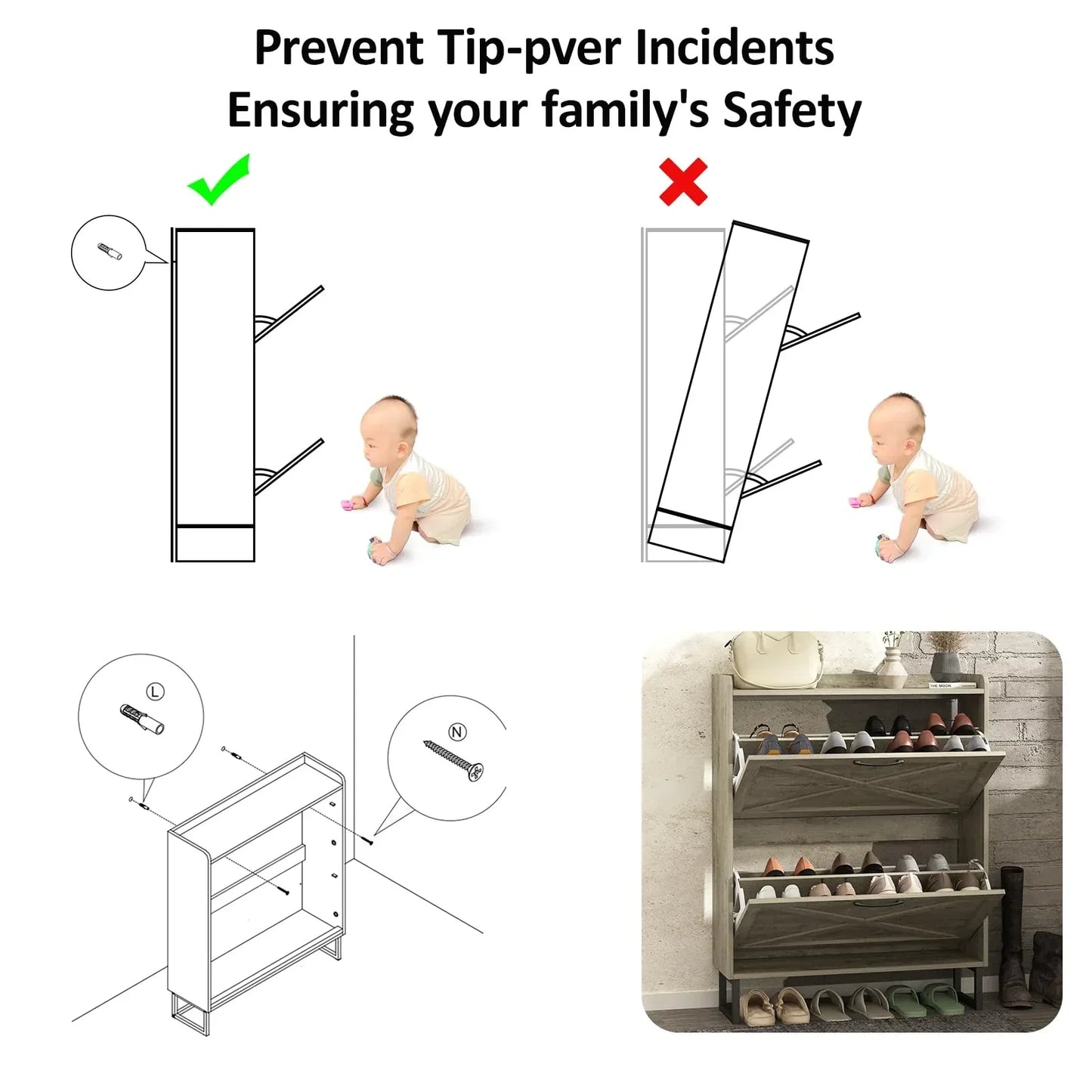 Meuble de rangement pour chaussures avec organisateur autonome